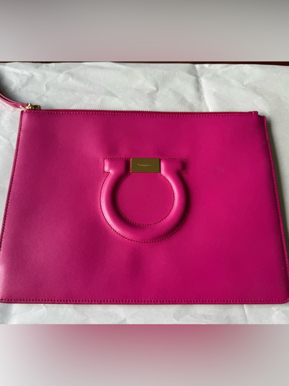 Salvatore Ferragamo Gancini leather clutch bag